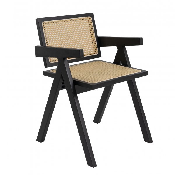 Anna lenestol - Svart med syntetisk rotting i sete og rygg Anna lenestol - Svart med syntetisk rotting i sete og rygg