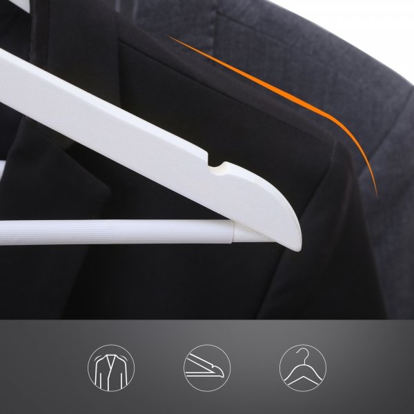 Kleshenger, tre, 44,5 cm, 30-pakning - Hvit Kleshenger, tre, 44,5 cm, 30-pakning - Hvit