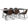 Toscana spisegruppe 206 cm bord + 6 stk Atlantic Sled stoler brun PU