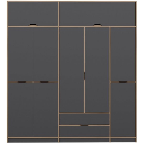Elina garderobeskap 232 x 52 x 253 cm - Antrasitt/brun Elina garderobeskap 232 x 52 x 253 cm - Antrasitt/brun