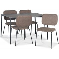 Lokrume spisegruppe med bord på 120 cm i betongimitasjon + 4 stk Lokrume brune stoler Lokrume spisegruppe med bord på 120 cm i betongimitasjon + 4 stk Lokrume brune stoler