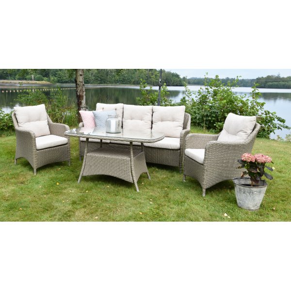 Denver loungegruppe i kunstrotting - Naturfarget