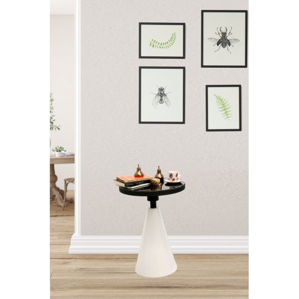 Kalk sidebord �42 cm - Hvit/svart