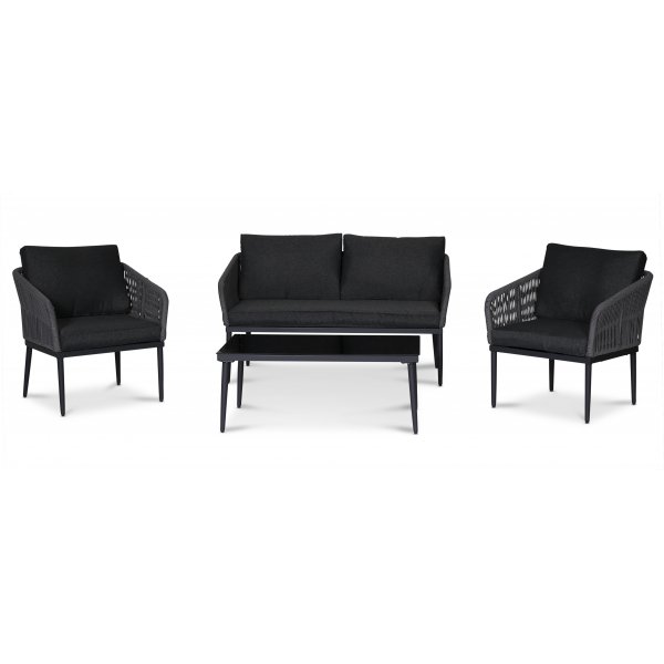 Molde salonggruppe med bord - Svart/grå + Møbelføtter Molde salonggruppe med bord - Svart/grå + Møbelføtter