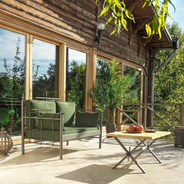 Hampus 2-seters utesofa - Brun/grønn + Tekstilrens for møbler Hampus 2-seters utesofa - Brun/grønn + Tekstilrens for møbler