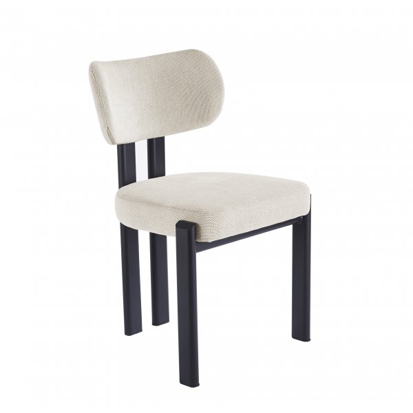 Callum spisestol i beige stoff med svarte ben