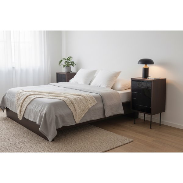 Nattbord Rett - Mokka/Svart