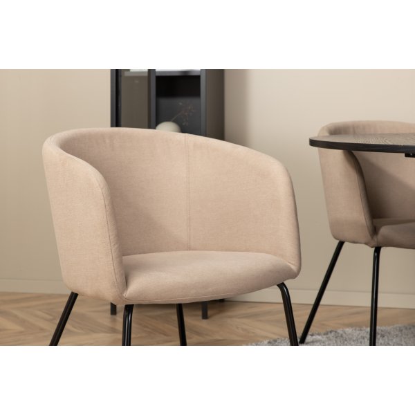Bianca Spisesett rundt sort spisebord med 4 Berit beige stoler Bianca Spisesett rundt sort spisebord med 4 Berit beige stoler