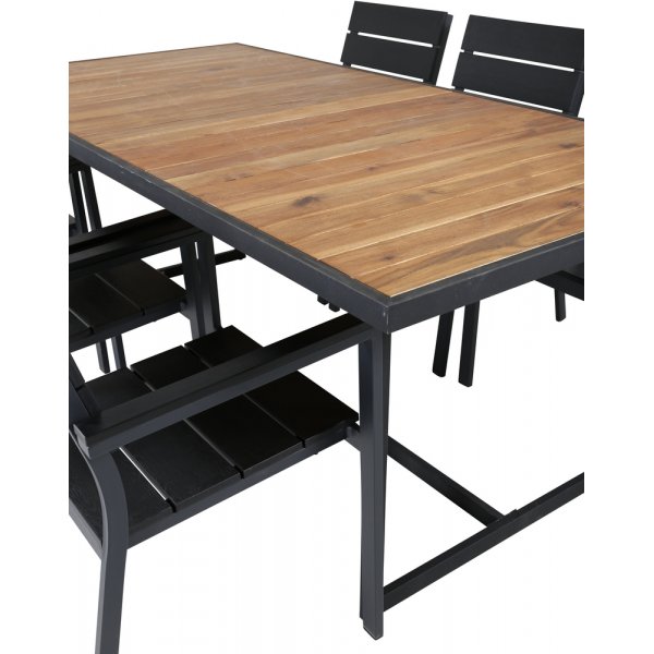 Khung utendørs spisegruppe med 6 Levels stoler - Svart/Naturlig Khung utendørs spisegruppe med 6 Levels stoler - Svart/Naturlig