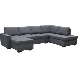 Solna U-sofa 309 cm - Mrk gr + Flekkfjerner for mbler