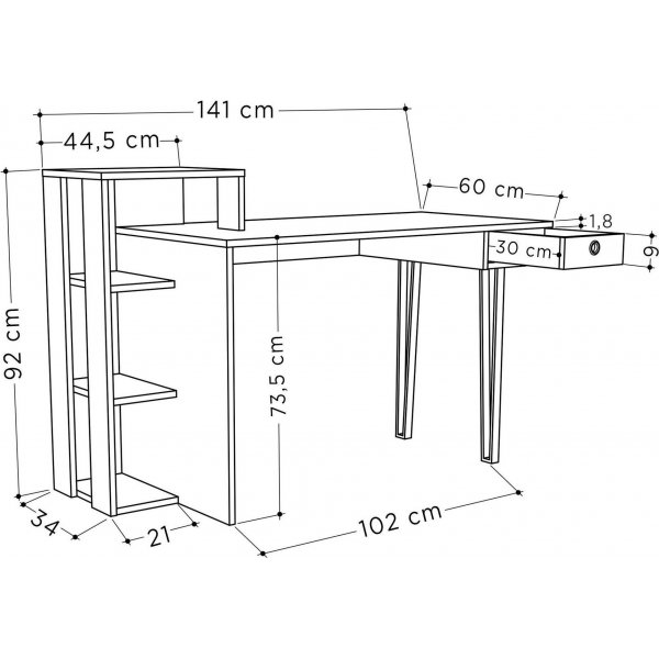 Loyd skrivebord - Hvit/antrasitt