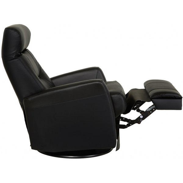 Fringe lenestol med gyngefunksjon - Svart skinn