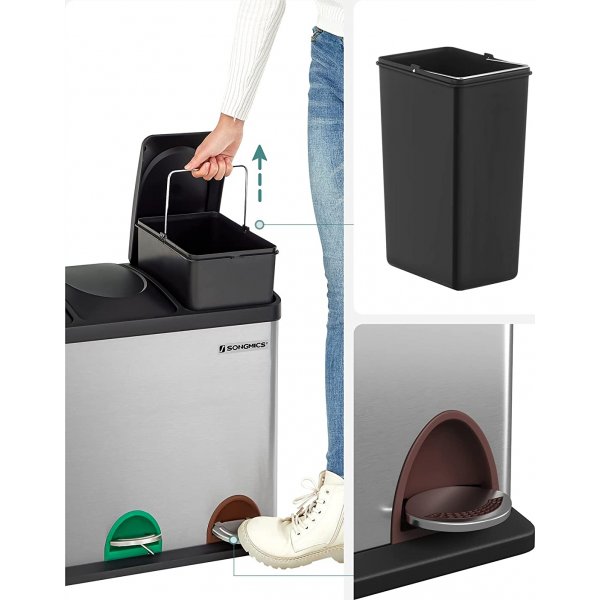 Maiken avfallsbeholder 54 l - Slv/sort