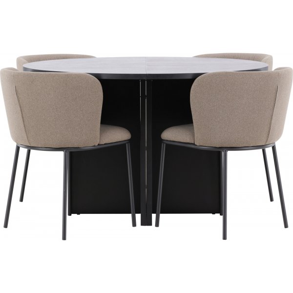 Spisebord Strada med 4 Edina stoler - Brun/svart + 4.00 x Stolpute Spisebord Strada med 4 Edina stoler - Brun/svart + 4.00 x Stolpute