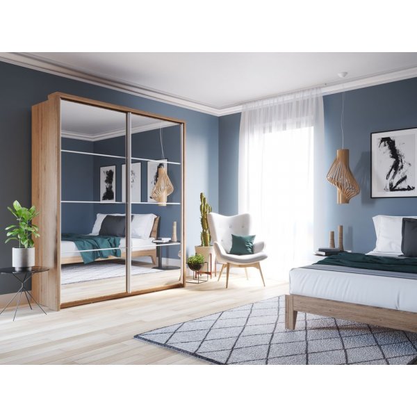 Mervyn garderobe med speil- Shetland eik