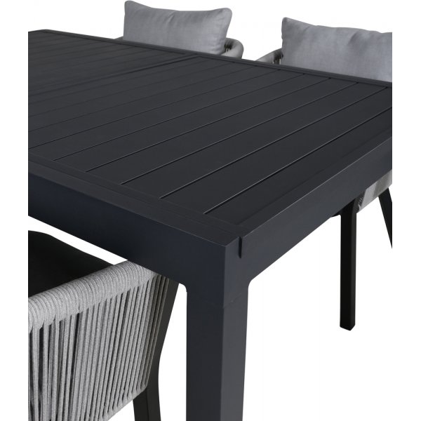 Marbella uteservering sett med 4 Virya stoler - Svart/Grå Marbella uteservering sett med 4 Virya stoler - Svart/Grå