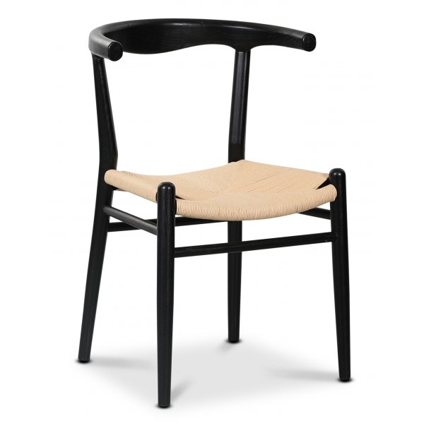 Spisegruppe Pegani marmor spisebord inkl. 6 Berit spisestol - Mørk marmor / natur repsits Spisegruppe Pegani marmor spisebord inkl. 6 Berit spisestol - Mørk marmor / natur repsits