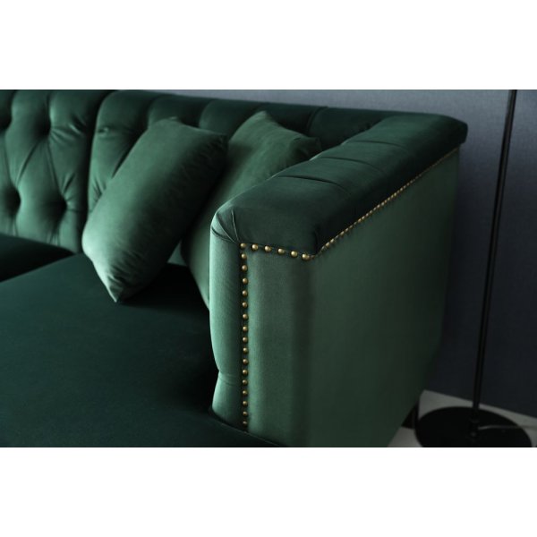 Dotto divansofa med nagler - Grønn fløyel Dotto divansofa med nagler - Grønn fløyel
