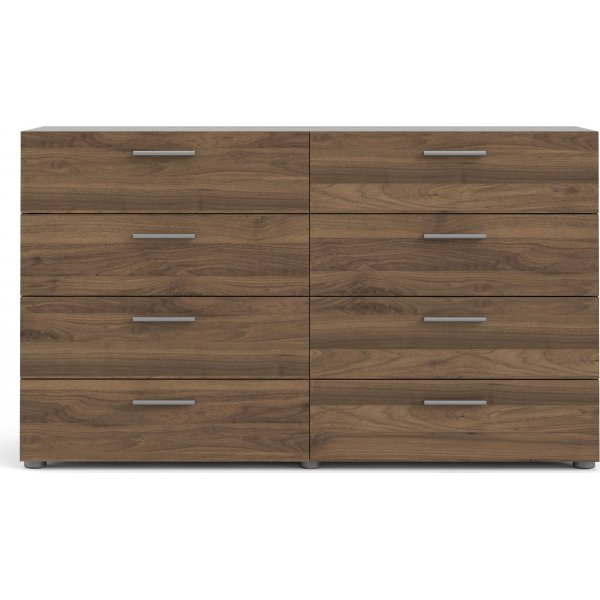 Kommode i valnøtt med 8 skuffer, 140 cm bred + Møbelføtter Kommode i valnøtt med 8 skuffer, 140 cm bred + Møbelføtter