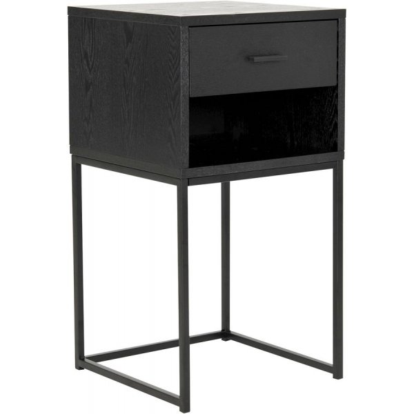 Domino nattbord med hylle - Sort ask finer Domino nattbord med hylle - Sort ask finer