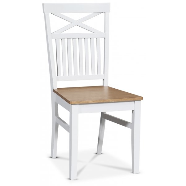 Gåsö spisegruppe: Bord 160/210 cm inkludert 6 Fårö stoler med kryss - Hvit/Eik Gåsö spisegruppe: Bord 160/210 cm inkludert 6 Fårö stoler med kryss - Hvit/Eik