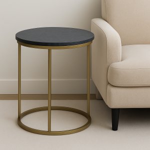 Accent sofabord rundt 50 - Grå marmor/messingfarget understell Accent sofabord rundt 50 - Grå marmor/messingfarget understell