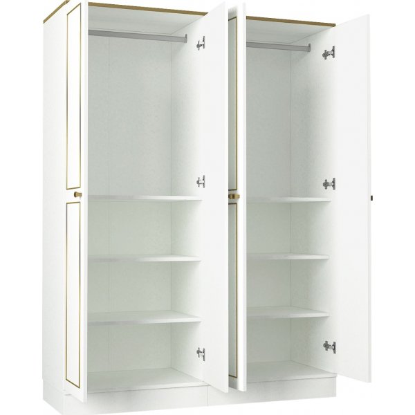 Ravenna 4 garderobeskap - Hvit/gull Ravenna 4 garderobeskap - Hvit/gull