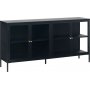 Toddy sort metallskjenk med glassdrer, bredde 170 cm