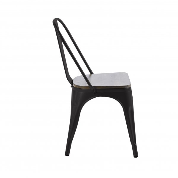 Iris spisestuestol i svart metall med tresete Iris spisestuestol i svart metall med tresete