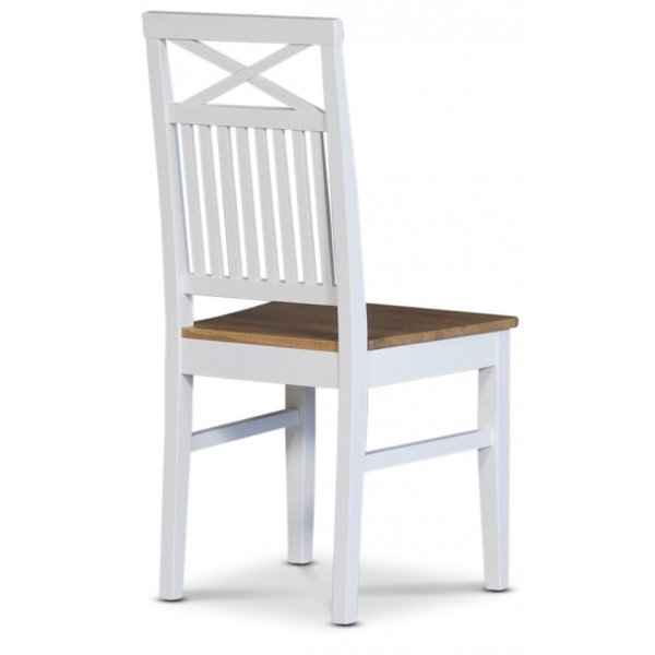 Spisegruppe; Bord med 6 stoler med seter - Hvit / Oljet eik - Daln