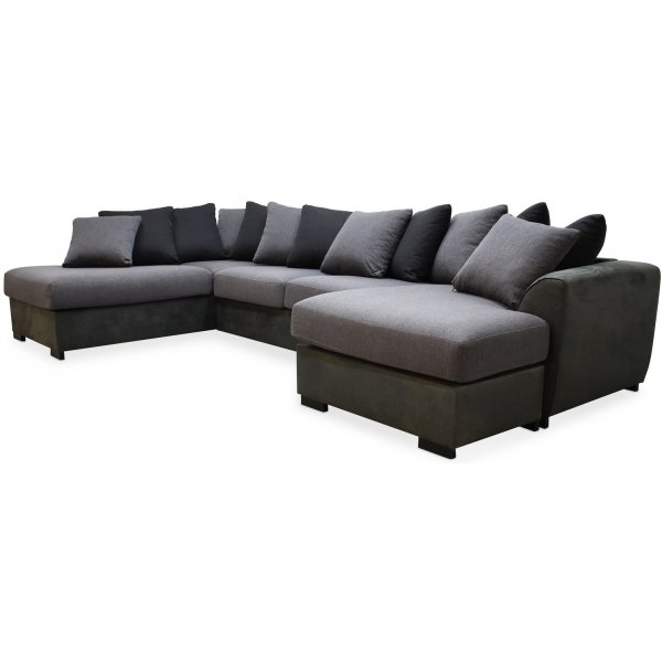 Delux U-sofa med åpen ende venstre - Grå/Antrasitt/Vintage Delux U-sofa med åpen ende venstre - Grå/Antrasitt/Vintage