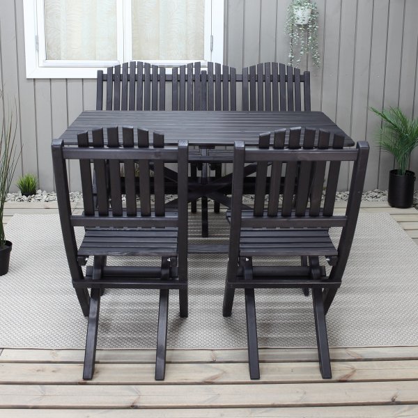 Haväng spisegruppe (sofa med 2 stoler og bord) - Sort Haväng spisegruppe (sofa med 2 stoler og bord) - Sort