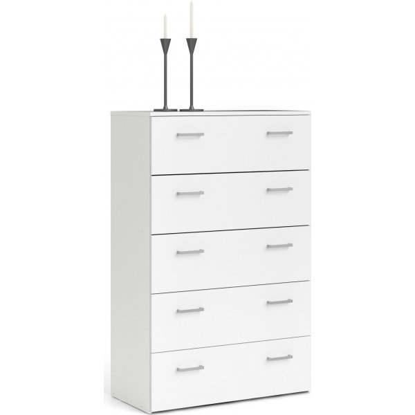 Space kommode hvit med 5 skuffer, bredde 74 cm og høyde 115 cm Space kommode hvit med 5 skuffer, bredde 74 cm og høyde 115 cm