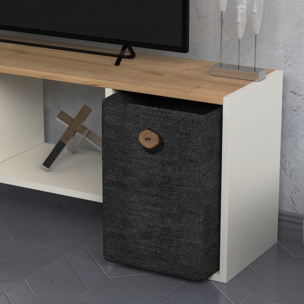 Gune mediabenk - Hvit/eik Gune mediabenk - Hvit/eik