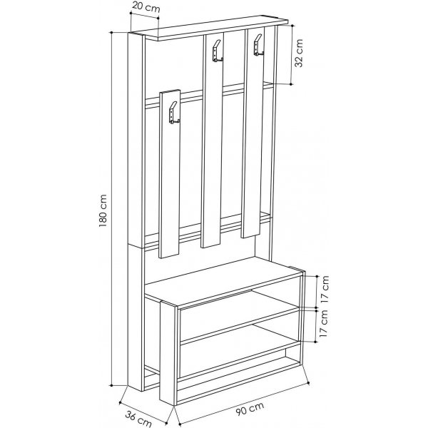 Chester gangmbel - Hvit/eik