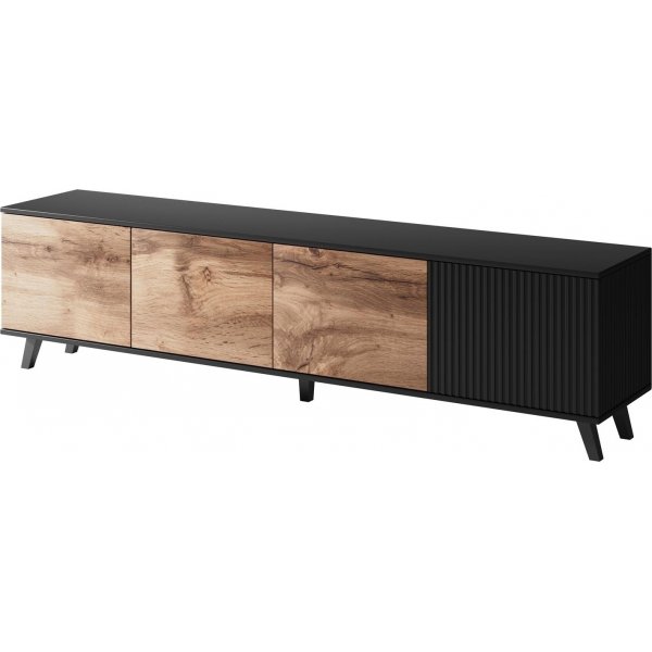 Fate media benk 200 cm - Wotan eik/sort