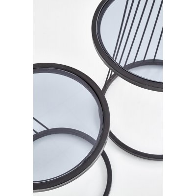 Ambani salongbord 42/50 cm - Rkt glass/sort