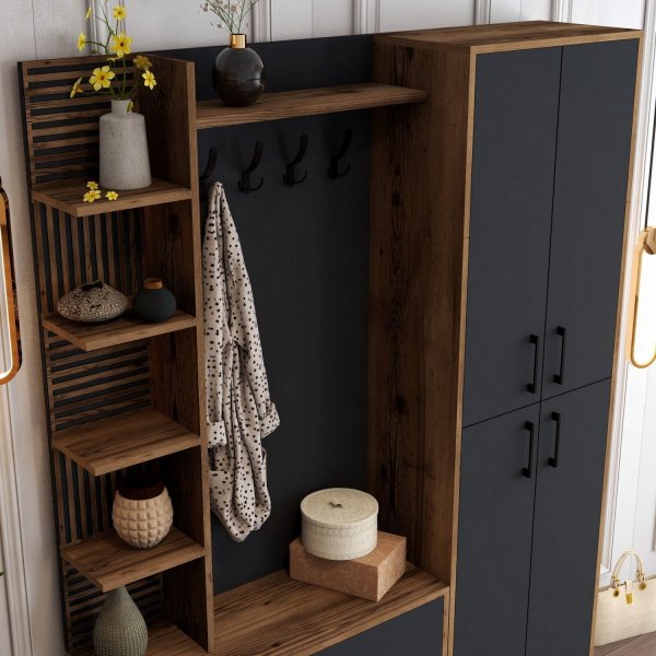 Viyana gangmøbel, 150 cm - Valnøtt/antrasitt Viyana gangmøbel, 150 cm - Valnøtt/antrasitt