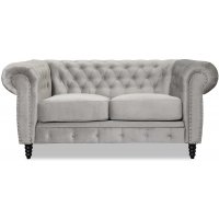 Ashford 2-seter chesterfield - Gråbeige fløyel Ashford 2-seter chesterfield - Gråbeige fløyel