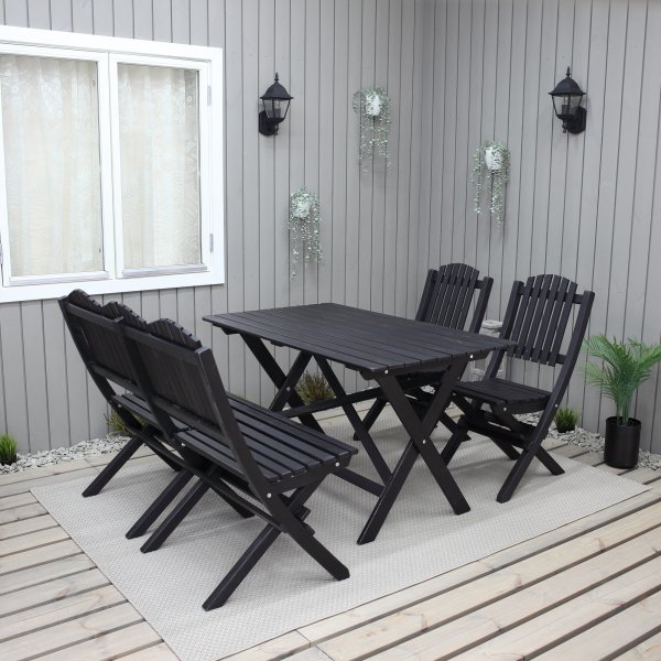 Haväng spisegruppe (sofa med 2 stoler og bord) - Sort Haväng spisegruppe (sofa med 2 stoler og bord) - Sort