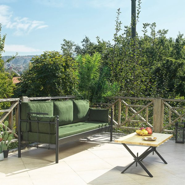 Hampus 3-seters utesofa - Svart/grønn + Tekstilrens for møbler Hampus 3-seters utesofa - Svart/grønn + Tekstilrens for møbler