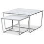 Stella Satsbord - Hvitt marmorert glass / Krommet understell