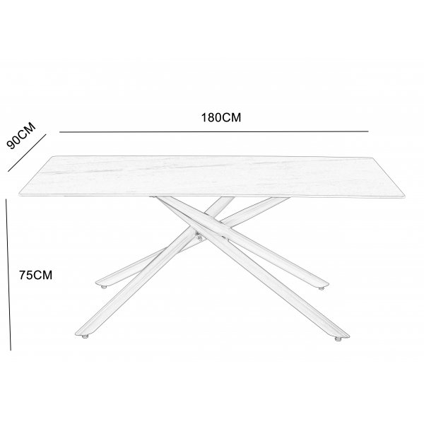 Jupiter spisebord i sintret stein - 180x90 cm - Hvit marmor
