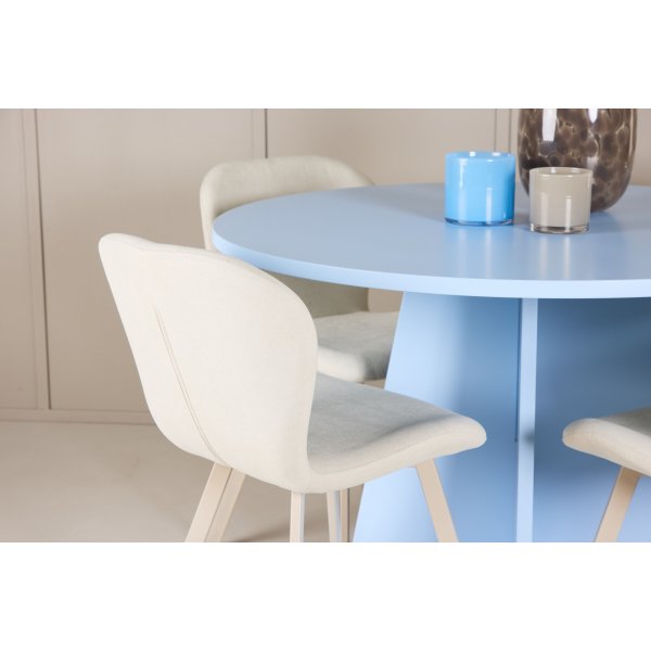 Bootcut Spisebord med Lilja Stoler - Beige/Blå Bootcut Spisebord med Lilja Stoler - Beige/Blå