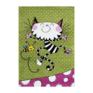 Barnmatta Holly - Kitty grön - 120x170 cm Barnmatta Holly - Kitty grön - 120x170 cm