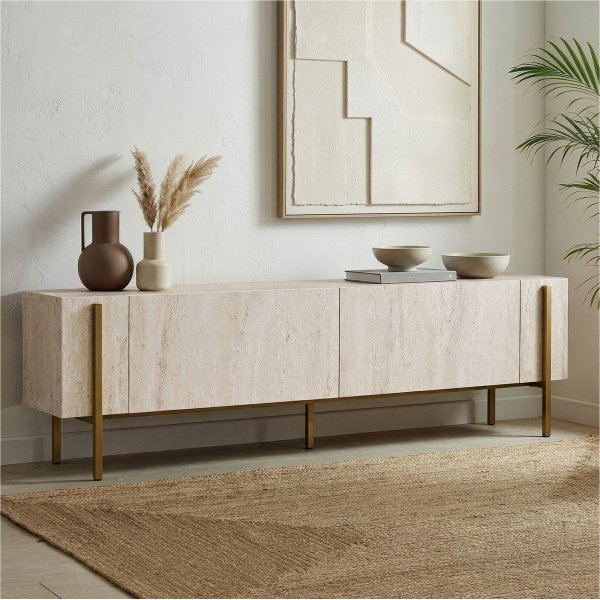 TV-stativ Nemming 180 cm - Travertin/gull