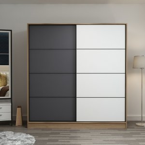 Kapusta garderobe 220x52x210 cm - Brun/antrasitt/hvit