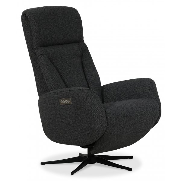Marbck lyx recliner- lenestol (2 el-motorer) innebygget fotskammel - Mrkegrtt tystoff