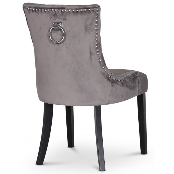 Cleopatra spisestol (Rygghåndtak) - Grå Fløyel | svarte ben Cleopatra spisestol (Rygghåndtak) - Grå Fløyel | svarte ben