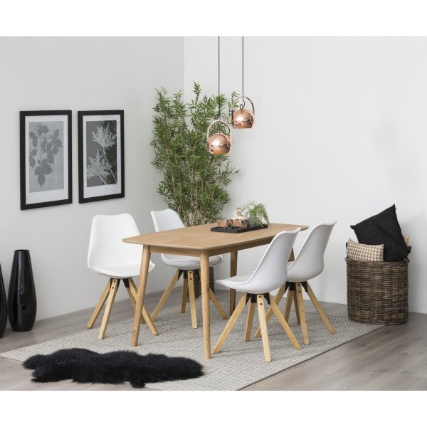 Dima spisestuestol - Hvit PU/gummitre Dima spisestuestol - Hvit PU/gummitre